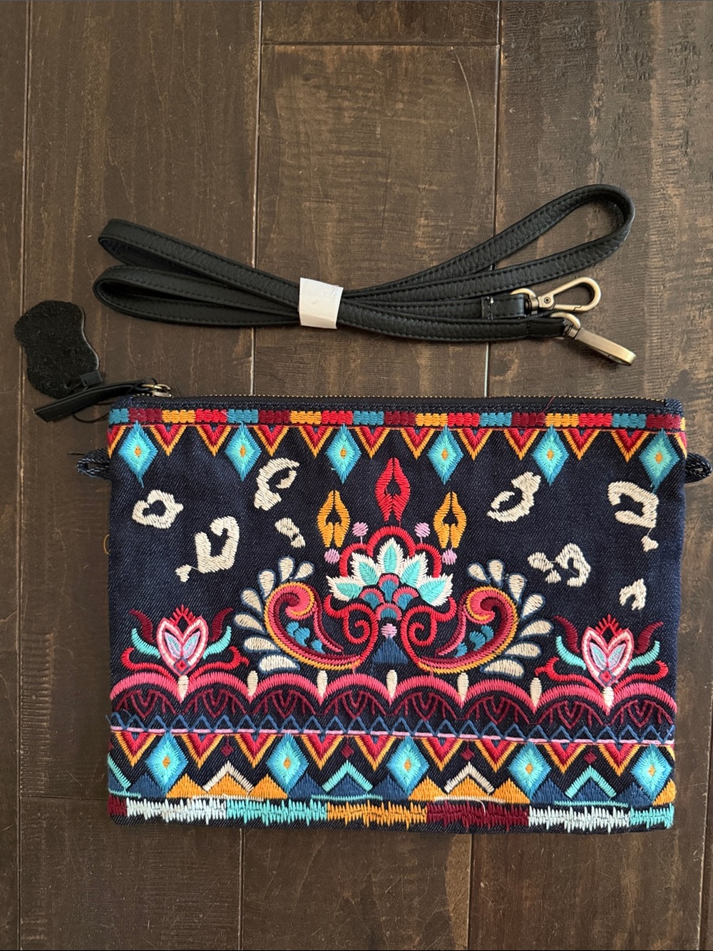 Johnny Was Boho Embroidered Multi-Color  Clutch
